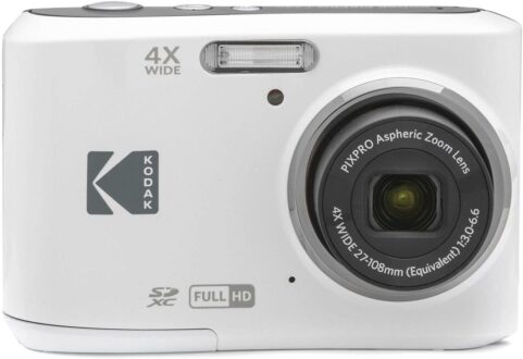 KODAK PIXPRO Friendly Zoom FZ45-WH 16MP Digital Camera with 4X Optical Zoom 27mm Wide Angle and 2.7″ LCD Screen (White)