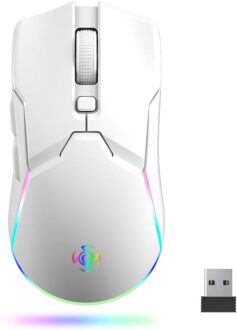 Gaming Mouse Wireless, 10K DPI Super Accurate Tracking & 2.4 GHz USB, Optical Cordless Tri-Mode Bluetooth Mice with 6 Buttons, RGB Streaming Light Effects, Rechargeable for Laptop, Mac, PC, Windows