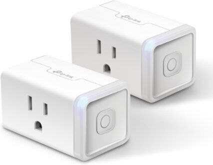 Kasa Smart Plug Mini 15A, Apple HomeKit Supported, Smart Outlet Works with Siri, Alexa & Google Home, UL Certified, App Control, Scheduling, Timer, 2.4G WiFi Only, 2 Count (Pack of 1) (EP25P2), White