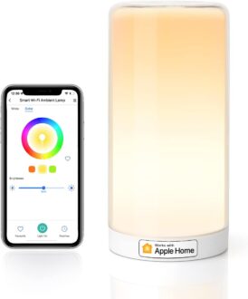 meross Smart Table Lamp, Bedside Lamp, Compatible with Apple HomeKit, Siri, Amazon Alexa and SmartThings, Tunable White and Multi-Color, Touch Control, Voice and App Control