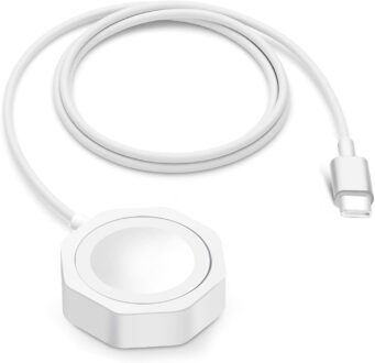 Short Watch Charger Compatible with Apple Watch Charger, USB C Cord Wireless Charging Compatible for Watch 9/8/7/6/SE2/SE/5/4/3/2 (3.3ft/39in/1m) Short Cable – White