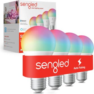 Sengled Light Bulb, S1 Auto Pairing with Alexa Devices, Color Changing , Smart Light that Work with , Bluetooth Mesh Smart Home Lighting, E26 60W Equivalent, 800LM, 4 Count (Pack of 1)