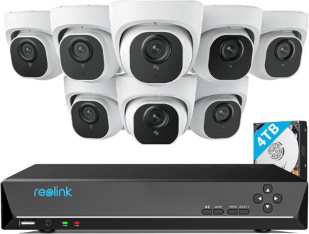 REOLINK 4K Security Camera System Wired, 8pcs H.265 Dome 4K PoE Cameras for Home Security Outdoors, Smart Person Vehicle Detection, 16CH NVR with 4TB HDD for 24-7 Recording, RLK16-800D8
