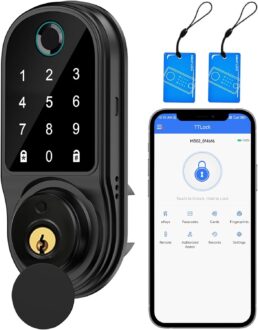 Smart Door Lock, Fingerprint Door Lock, Electronic Deadbolt with Touchscreen Keypad, Bluetooth Lock/Unlock – Auto Lock – One Touch Lock, Keyless Entry Door Lock for Bedroom/Office/Apartment
