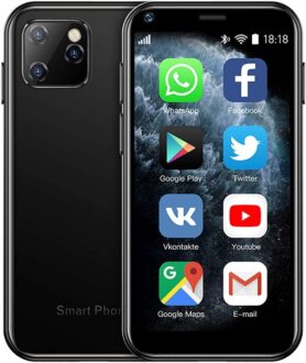 SOYES XS11 3G Mini Smartphone 2.5Inch WiFi GPS China Mobile RAM 1GB ROM 8GB Quad Core Android Cell Phones 3D Glass Slim Body HD Camera Dual Sim Compatible with Google Play Cute Smartphone (Black)