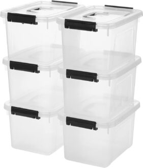 6 Quart Clear Storage Latch Box/Bins, 6-Pack Plastic Container with Latches and Lid