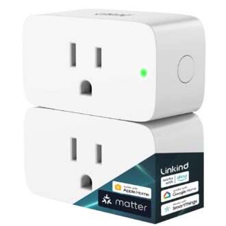 Linkind Matter Smart Plug, Work with Apple Home, Siri, Alexa, Google Home, SmartThings, Smart Outlet 15A/1800W Max, Smart Home Automation, APP Remote Control,Timer&Schedule, 2.4G Wi-Fi Only, 2 Pack