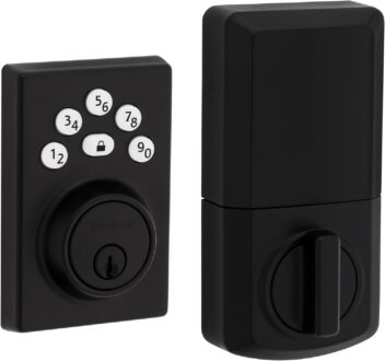 Kwikset Powerbolt 240 5-Button Keypad Matte Black Contemporary Electronic Deadbolt Door Lock, Featuring Convenient Keyless Entry, Customizable User Codes and Auto Locking