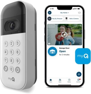 myQ Smart Garage Door Video Keypad with Wide-Angle Camera,Customizable PIN Codes,and Smartphone Control–Take Charge of Your Garage Access Works with Chamberlain, LiftMaster and Craftsman openers,White