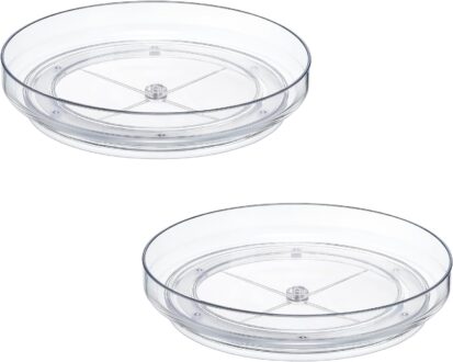2 Pack, 9 Inch Clear Non-Skid Lazy Susan Organizers – Turntable Rack for Kitchen Cabinet, Pantry Organization and Storage, Fridge, Bathroom Closet, Vanity Countertop Makeup Organizing, Spice Rack