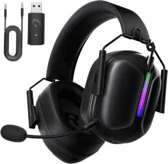 2.4GHz Wireless Gaming Headphones for PS5, PS4, PC, Nintendo Switch, Mac, Bluetooth 5.3 Gaming Headset with Microphone Noise Canceling, ONLY 3.5MM Wired for Xbox Series, 40H Battery (Black)