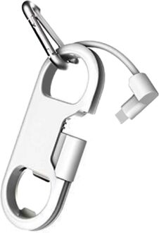 iPhone Charge Lightning Cable + Keychain + Bottle Opener + Aluminum Carabiner,Portable Multifunction Keychain Bottle Opener USB Charging Cord Short Cable for iPhone X/8/7/6S,Gift for Men Women(White)