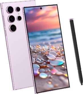 I24 Ultra 5G Smartphone, 6+256GB Unlocked Phone, Android 13.0, 48+108MP Zoom Camera, Mobile Phone with Build-in Pen,Long Battery Life 6800mAh, Dual SIM, 6.8“ HD Screen,5G/4G Phone (Purple)