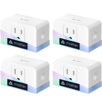 meross Matter Smart Plug, Energy Monitoring, Standby Killer, FFS Setup, 15A/1800W, 100% Privacy Wi-Fi Outlet Support Apple HomeKit, Alexa, Google Home with Schedule Timer, App & Voice Control (4 Pack)