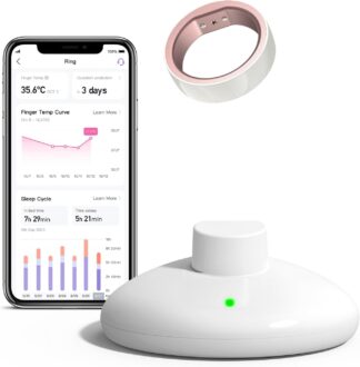 femometer Ring for Fertility and Ovulation Tracking, Wearable Finger Temperature Monitoring Sensor with App Auto-Sync, Period and Sleep Analysis, Rechargeable Design, Waterproof, Size 8