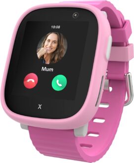 XPLORA X6 Play – Watch Phone for Children (4G) – Calls, Messages, Kids School Mode, SOS Function, GPS Location, Camera and Pedometer – (Subscription Required) (PINK)