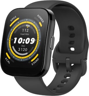 Amazfit Bip 5 Smart Watch, GPS, Bluetooth Calling, 10-Day Battery, Ultra-Large Display, Step Tracking, Heart-Rate Monitoring & VO2 Max, Sleep & Health Monitoring, Alexa Built-In, AI Fitness App(Black)