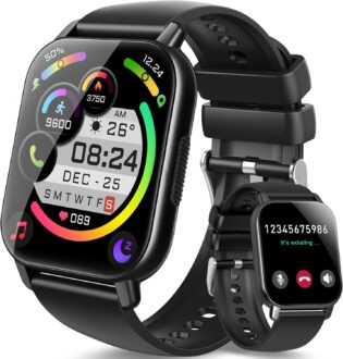 Smart Watch (Answer/Make Calls), 1.85″ Smartwatch for Men Women IP68 Waterproof, 100+ Sport Modes, Fitness Activity Tracker Heart Rate Sleep Monitor Pedometer Calories, Smart Watches for Android iOS