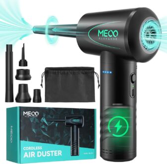 MECO ELEVERDE Compressed Air Duster Electronics, 100000RPM Air Blower, Electric Air Duster for Computer Keyboard Cleaner PC Home Office,Reusable Cordless Air Duster Replace Canned air, 2 Hour Charge