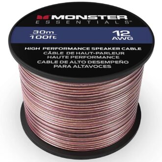 Monster XP Copper Clad Aluminum (CCA) Speaker Wire 12 Gauge Cable 100 FT Spool – Ideal for Home Cinema Cables and Car Audio Cable