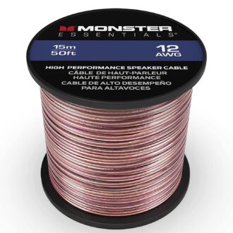 Monster XP Copper Clad Aluminum (CCA) Speaker Wire 12 Gauge Cable 50 FT Spool – Ideal for Home Cinema Cables and Car Audio Cable