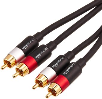 Amazon Basics 2 RCA Audio Cable for Amplifier,Active Speakers or Subwoofer with Gold-Plated Plugs, 1.22 m, Black