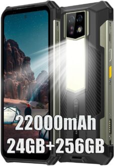 Ulefone Armor 24 Rugged Phone Unlocked, 22000mAh Big Battery 66W, 24GB+256GB Android 13 Waterproof Smartphone, 6.78″ FHD+, 64MP IR Night Vision Camera,1000LM LED Light, 4G LTE NFC GPS OTG FM