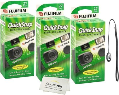 Fujifilm QuickSnap Flash 400 Disposable 35mm Camera + Quality Photo Microfiber Cloth