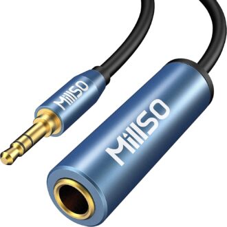 MillSO 1/4 to 3.5mm Headphone Adapter, 6.6 Feet TRS 6.35mm Female to 3.5mm Male 1/8 to 1/4 Stereo Audio Adapter for Guitar Amplifiers, Piano, Home Theater Devices, Phone, Laptop, Headphones – 6.6 Ft