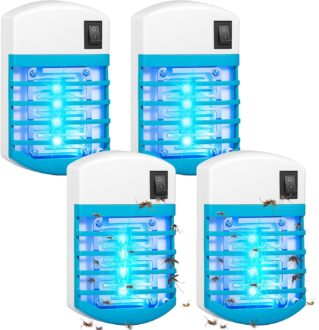 4PCS Bug Zapper Indoor Plug in Electronic Mosquitoes Trap Zapper with Blue Lights Electric Portable Home Insects Zapper for Office,Home,Kitchen,Bedroom,Living Room,Baby Room