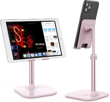 Doboli Cell Phone Stand, Phone Stand for Desk, Phone Holder Stand Compatible with iPhone and All Mobile Phones Tablet, Christmas Stocking Stuffers Gifts for Adults Women Men Mom Wife, Pink