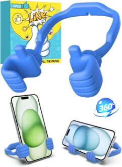 Stocking Stuffers for Teens Boys Men Cell Phone Stand Flexible Thumbs Up Lazy Cellphone Holder for Desk Hand Funny Christmas Ideas Gifts for Men Women Adults Husband Him Kids Cool Stuff Gadgets