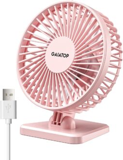 Gaiatop USB Desk Fan, Small But Powerful, Portable Quiet 3 Speeds Wind Desktop Personal Fan, Adjustment Mini Fan Table Fan for Better Cooling, Home Office Car Indoor Outdoor(Pink)