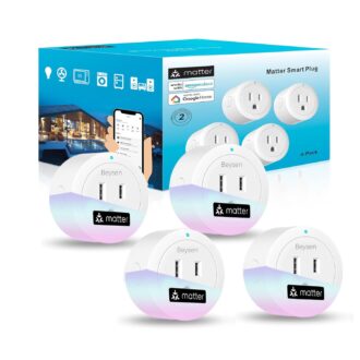 Beysen Matter Smart Plug, Work with Alexa,Apple Home, Siri, Google Home, SmartThings, Smart Outlet 10A/1250W Max, Smart Home Automation with Remote Control,Timer&Schedule, 2.4G Wi-Fi Only, 4Pack