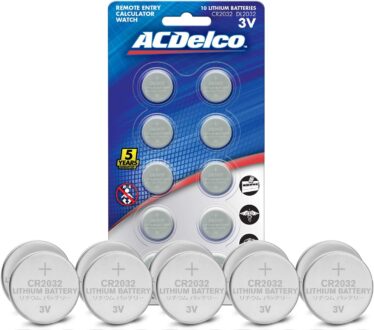 Powermax ACDelco CR2032 3V Lithium Coin Cell Battery, Watch and Electronics Button Batteries, Silver, 10 Count