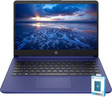 HP 2022 Premium 14-inch HD Thin and Light Laptop, Intel Dual-Core Processor, 16GB RAM, 64GB Storage, Long Battery Life, Webcam, Bluetooth, HDMI, Wi-Fi, Indigo Blue, Windows 10 + 1 Year Microsoft 365