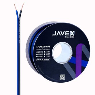 JAVEX 16-Gauge AWG Speaker Wire [50ft, OFC Oxygen-Free Copper] HighFlex Cable for Hi-Fi Systems, Home Theater and Car Audio System, Blue/Black