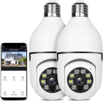 UPULTRA Light Bulb Camera Security Camera 2packs 1080P Wireless WiFi Outdoor Home IP Camera E27 360 Degree Panoramic,Motion Detection and Alarm,Two-Way Audio,Night Vision