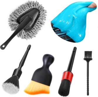 Car Interior Duster Detail Brush Cleaning Gel Kit, Soft Dash Vent Dusting Car Slime Putty Detailing Brushes Accessories Essentials Supplies Tools for Auto,Truck,SUV,RV