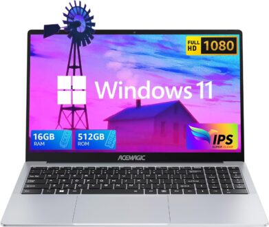 ACEMAGIC Laptop Computer, 16GB DDR4 512GB SSD, 15.6 Inch Windows 11 Laptop with Quad-Core N95(Up to 3.4GHz), Metal Shell, BT5.0, 5G WiFi, USB3.2, Type_C, Webcam, 38Wh Battery, 180° Open Angle
