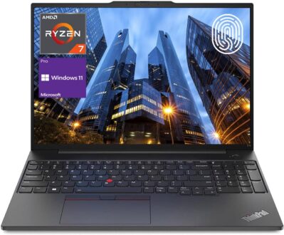 LENOVO ThinkPad E16 Gen 1 Business Laptop, 16″ FHD+ Display, AMD Ryzen 7 7730U, 40GB RAM, 2TB SSD, Backlit Keyboard, Fingerprint Reader, HDMI, RJ-45, Wi-Fi 6, Windows 11 Pro, Black