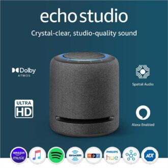 Echo Studio | Our best-sounding smart speaker ever – With Dolby Atmos, spatial audio processing technology, and Alexa | Charcoal