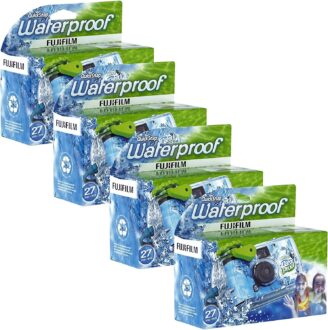 Fujifilm Quick Snap Waterproof 35mm Single Use Camera, 4 Pack (Blue/Green/White)
