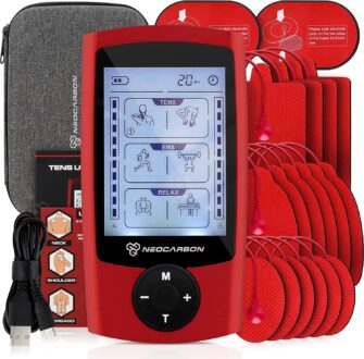 TENS Unit Muscle Stimulator, EMS Massager Machine for Shoulder, Neck, Sciatica and Back Pain Relief, Electronic Pulse Massage Physical Therapy, Red
