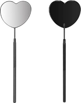 Lovely Lash Mirror, Heart Shaped Detachable Stainless Steel Eyelash Mirror, 2.2inch Lash Mirror for Eyelash Extensions, Lash Extension Supplies and Tool for Lash Techs, Black