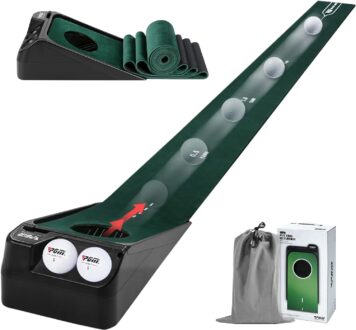 PGM Putting Green Indoor – Golf Putting Mat with Electric Ball Return – Portable Putting Matt for Indoors – Golf Practice Golf Mat Golf Game for Home and Office – Golf Gifts Golf Accessories for Men
