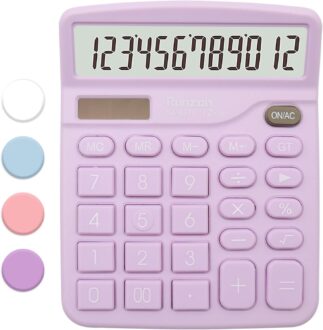 Purple Calculator, Basic Office Calculator, Desktop Calculator 12 Digit with Large LCD Display, Purple Office Supplies with Sensitive Button, Purple Desk Accessories, School Supplies……