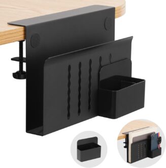 Desk Side Storage Holder Desk Organizer for Laptop Clamp-On Desk Shelf, Drilling Standing Desk Drawer, for Office Supplies & Studio Essentials (Black)