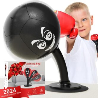 Desktop Punching Bag, Stress Buster with Suction Cup for Office Table and Counters, Heavy Duty Stress Relief Ball, Desk Boxing Punch Ball, Funny Toys for Kids Coworkers and Friends