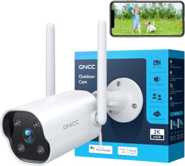 GNCC Outdoor Camera, 2K Cameras for Home Security Outside, Home Security Cameras, Motion Detection, Night Vision, 24/7 Recording, 2 Way Audio, Waterproof, Cloud & Local, Plug-in, APP Control